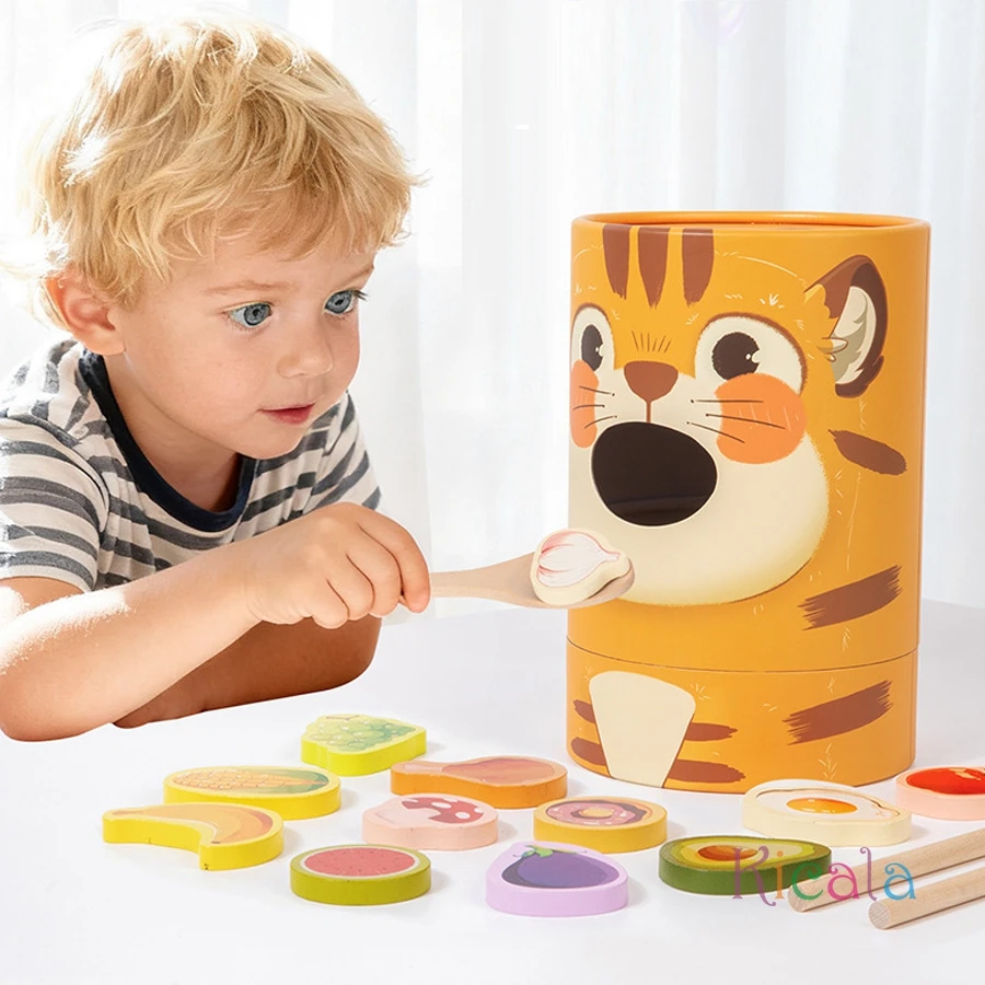 Juego de alimentación tigre para motricidad fina con palillos - imagen 2