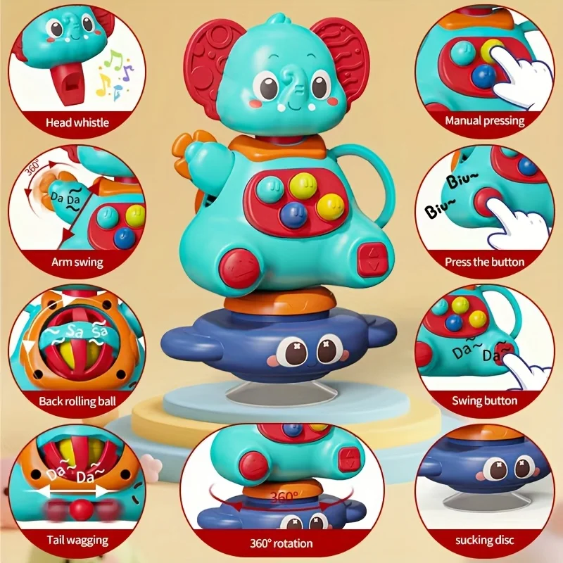 Elefante giratorio con ventosa para bebés – Juguete estimulación - imagen 5