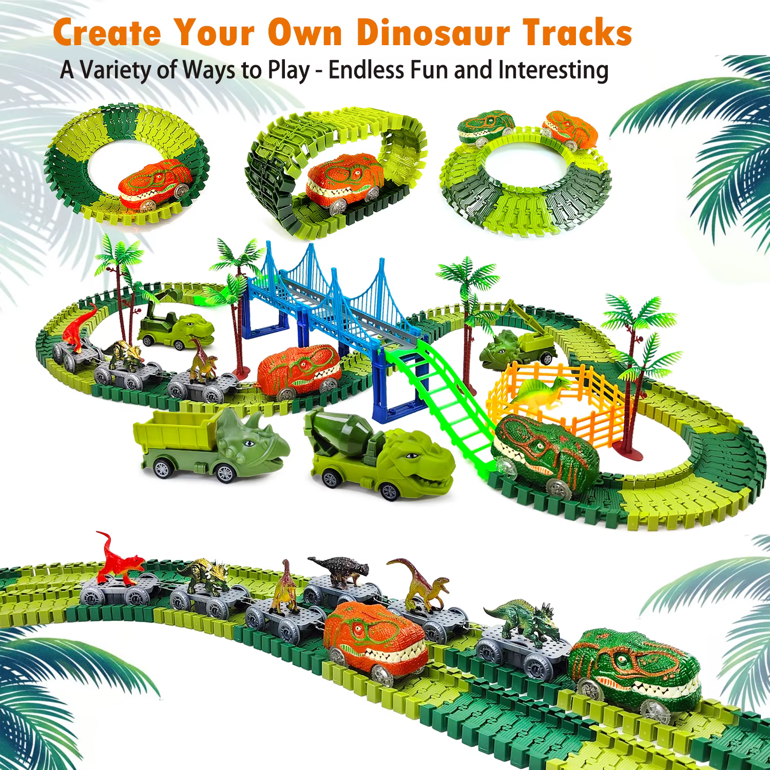 Pista de dinosaurio eléctrica mágica para niños: juguete de tren - imagen 4