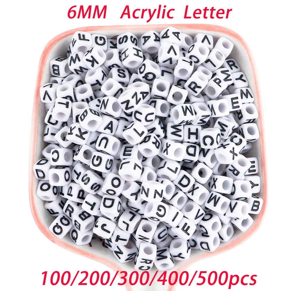 Cuentas acrílicas con letras para manualidades infantiles - 6 mm