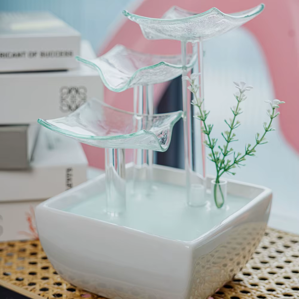 Fuente decorativa de escritorio zen en cascada relajante con luces LED - imagen 5