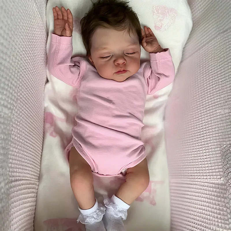 Muñeca reborn de algodón Irys Sleeping, piel realista con venas - imagen 4
