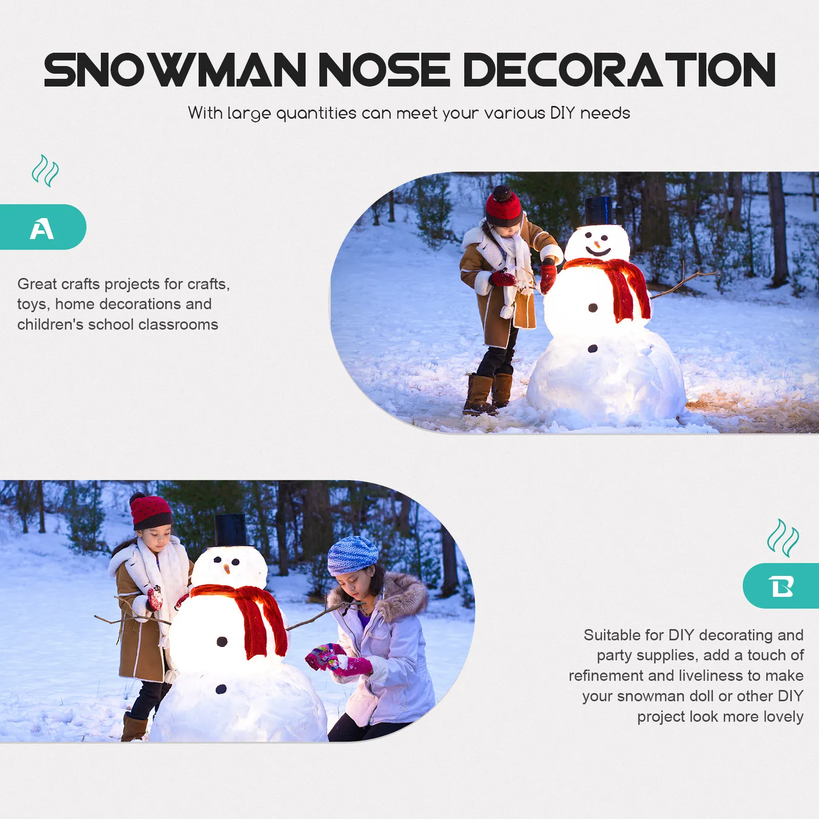 Narices plásticas para muñeco de nieve en manualidades navideñas - imagen 3