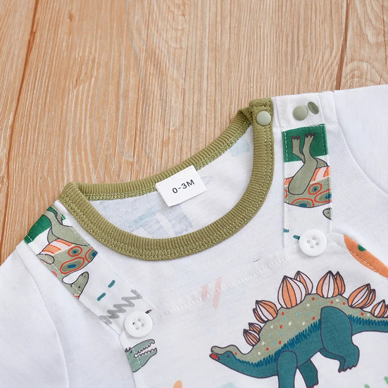Mono de dinosaurios estampado verde para bebé niño manga corta verano - imagen 3