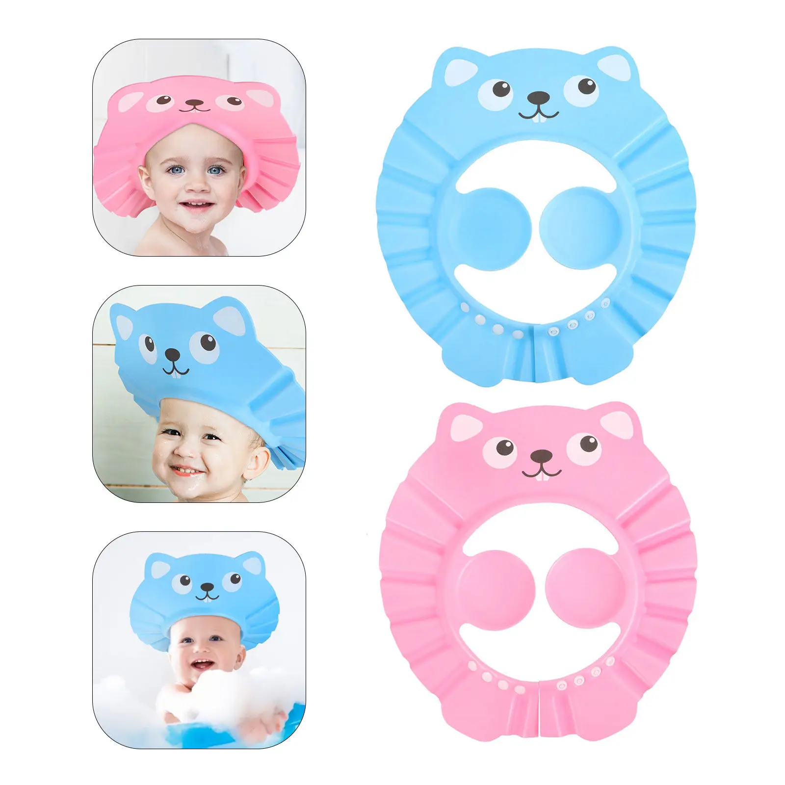 Gorro de baño ajustable para bebé con protección oídos y ojos - imagen 4