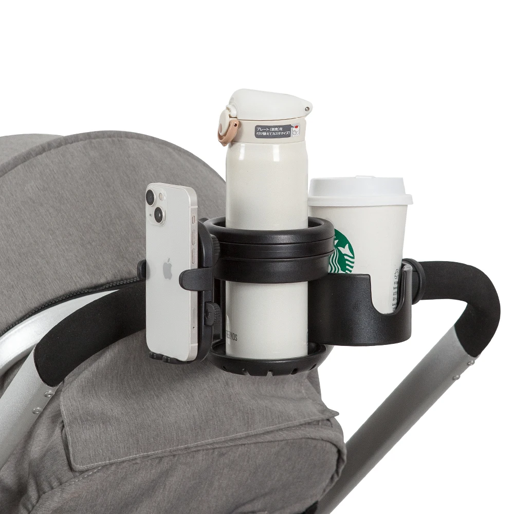 Soporte universal para cochecito con portavasos doble y móvil