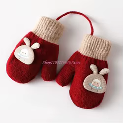Guantes de bebé invierno R6FD doble capa terciopelo viento protección
