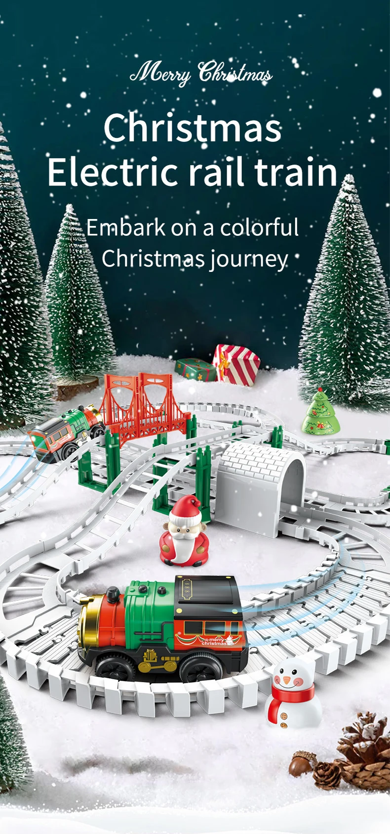 Pista de Navidad con tren eléctrico festive