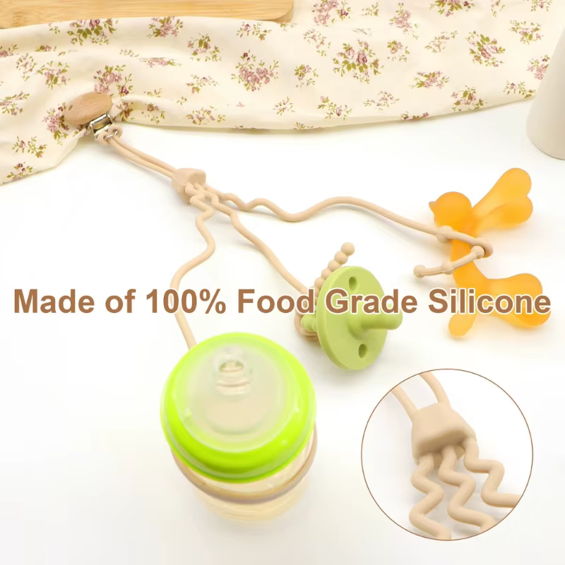 Cadena chupete silicona QX2D con correas ajustables para cochecito - imagen 4