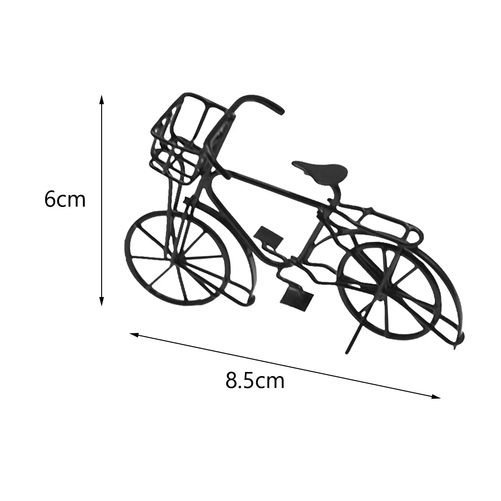 Bicicleta en miniatura metálica negra realista para casas de muñecas - imagen 2