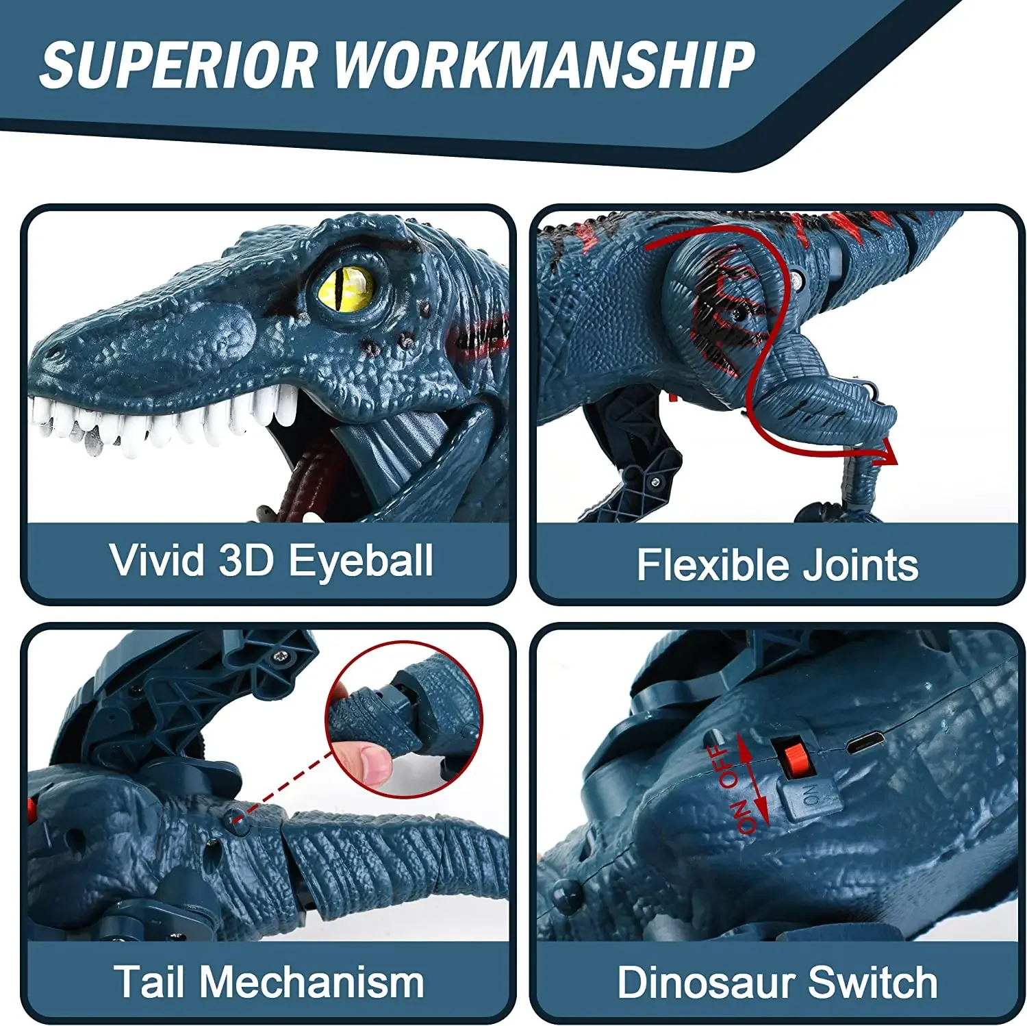 Dinosaurio de control remoto Velociraptor eléctrico Raptor - imagen 2