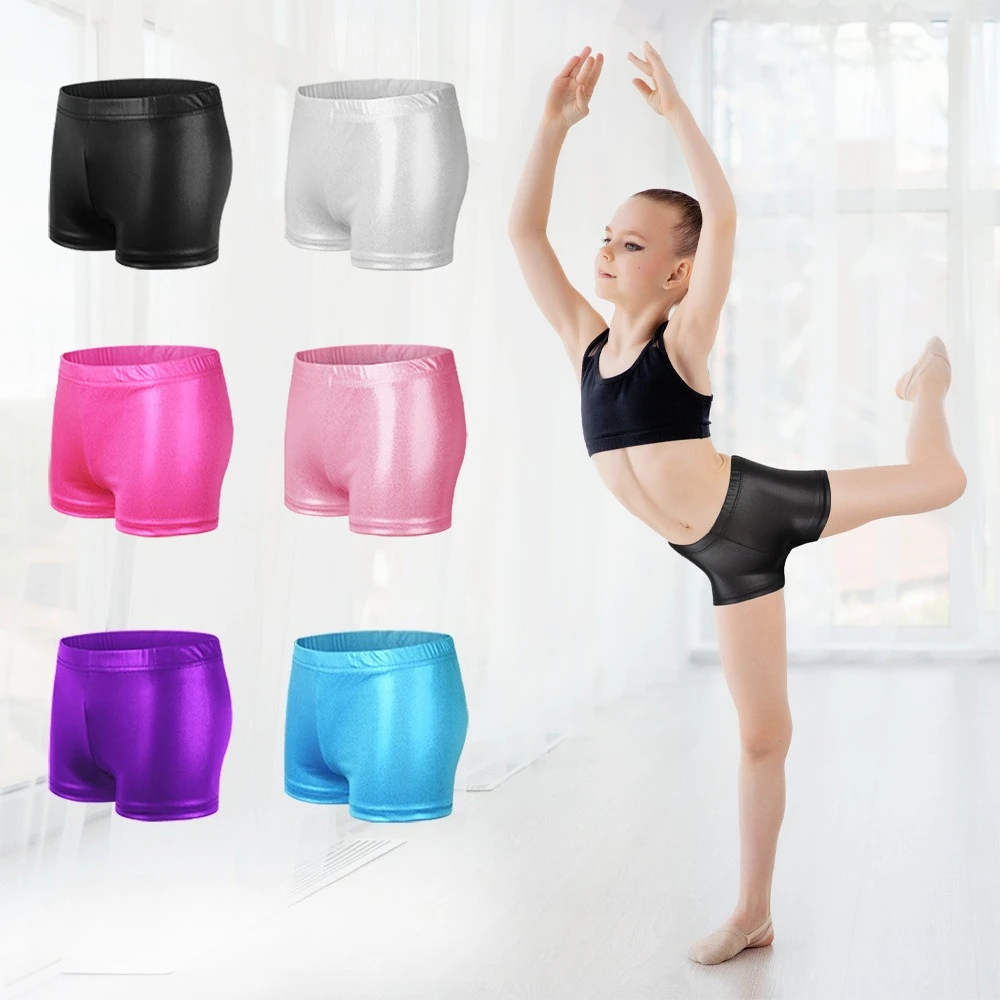 Shorts brillantes para niñas transpirables de alta elasticidad