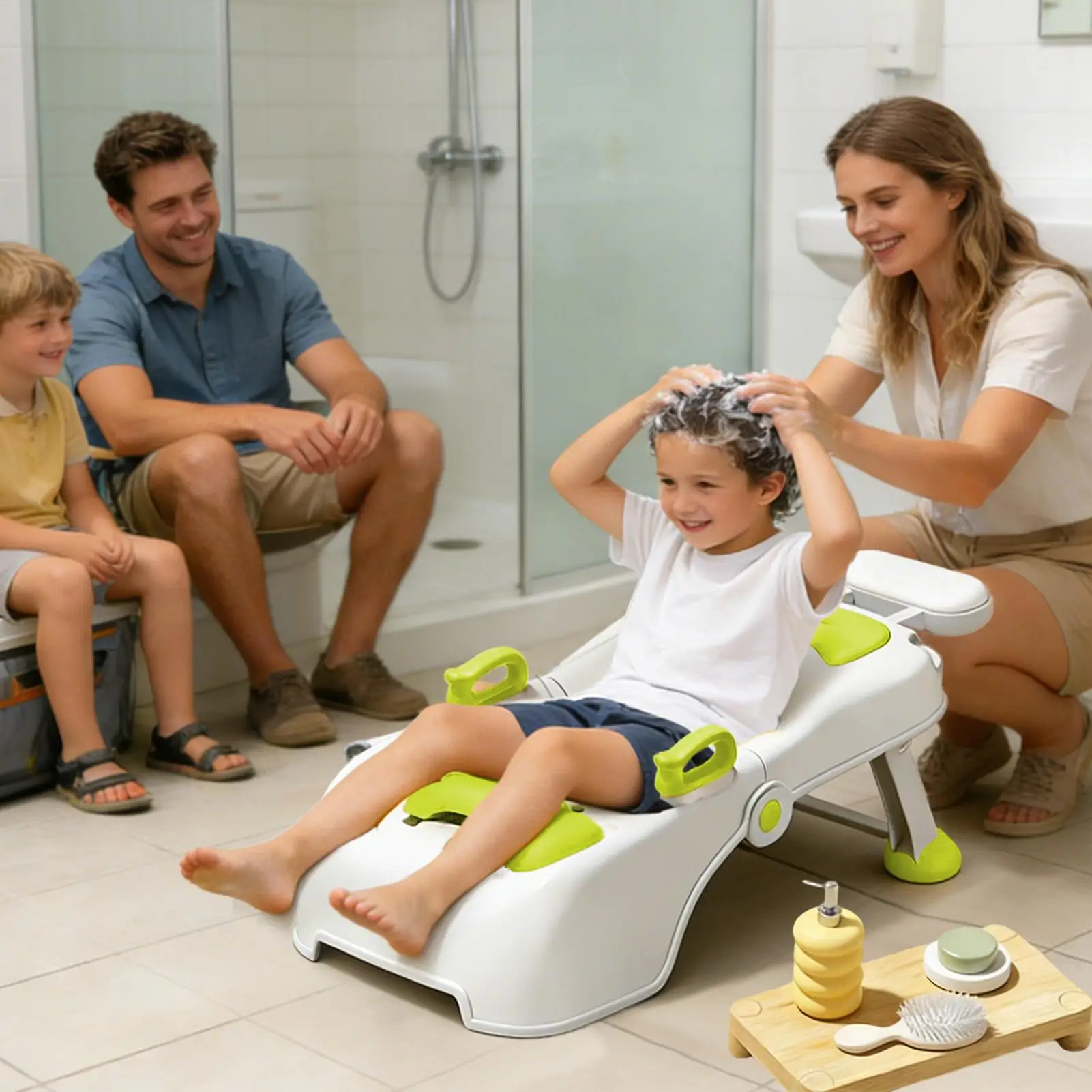 Silla de lavado plegable y portátil para niños y niñas de baño - imagen 2