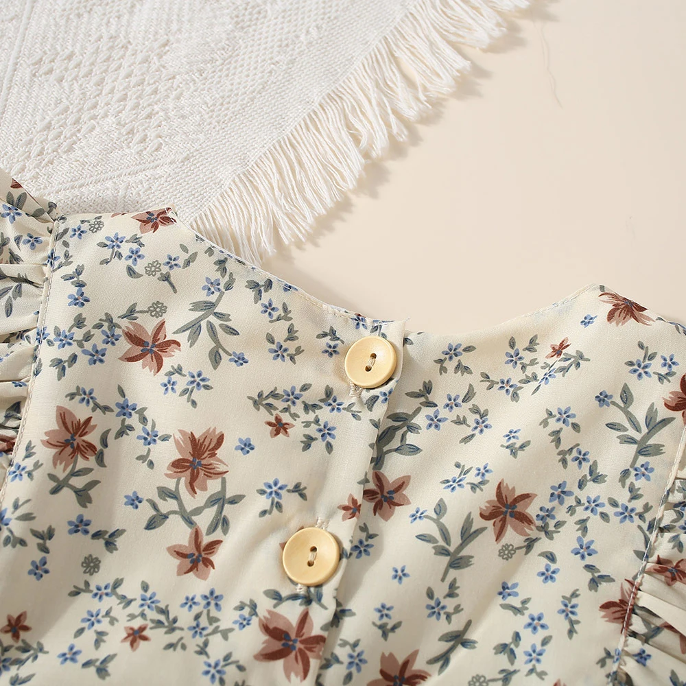 Vestidos infantiles para niñas con mangas volantes florales - Verano - imagen 5