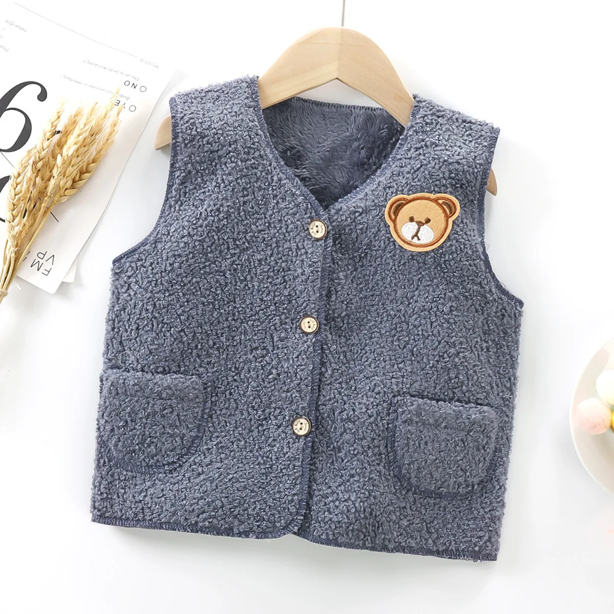 Chaleco polar bebé cálido de felpa para niñas y niños - imagen 2