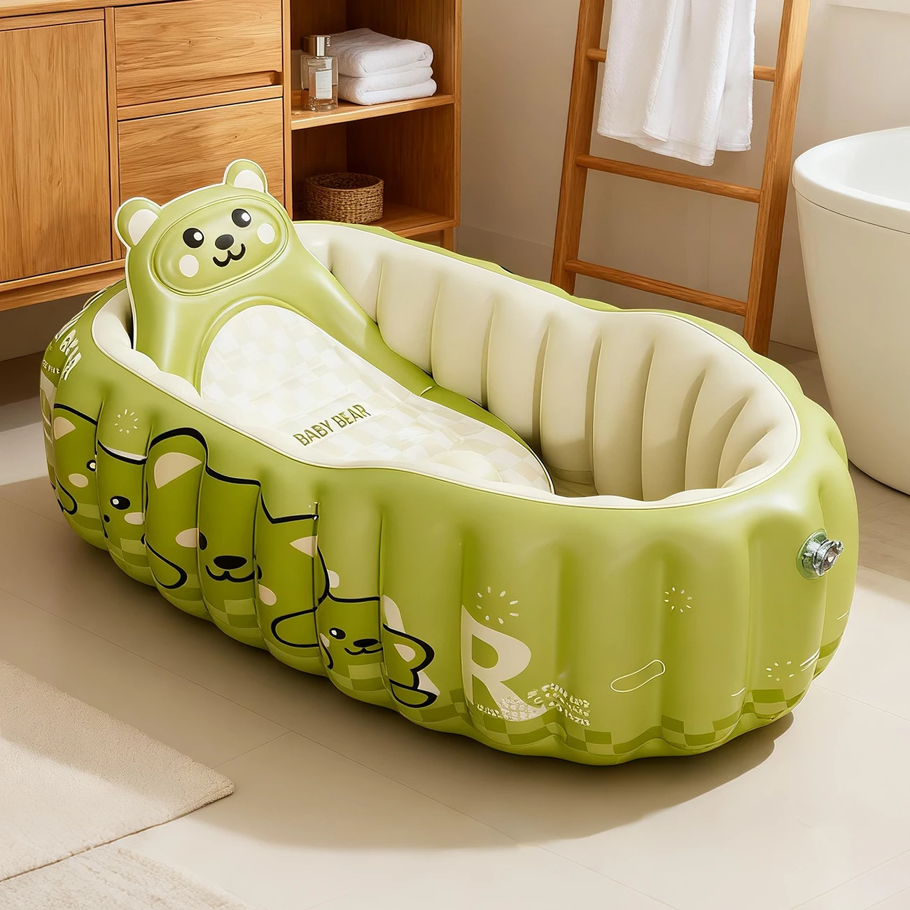 Bañera inflable para bebé portátil con soporte de espalda - imagen 3