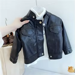 Chaqueta de piel sintética infantil para otoño y primavera