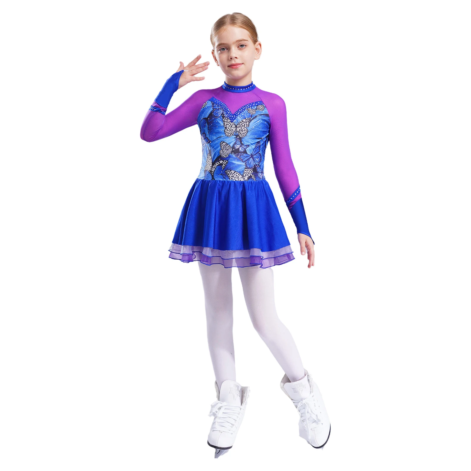 Vestido patinaje artístico niña – tutú de malla con pedrería - imagen 3