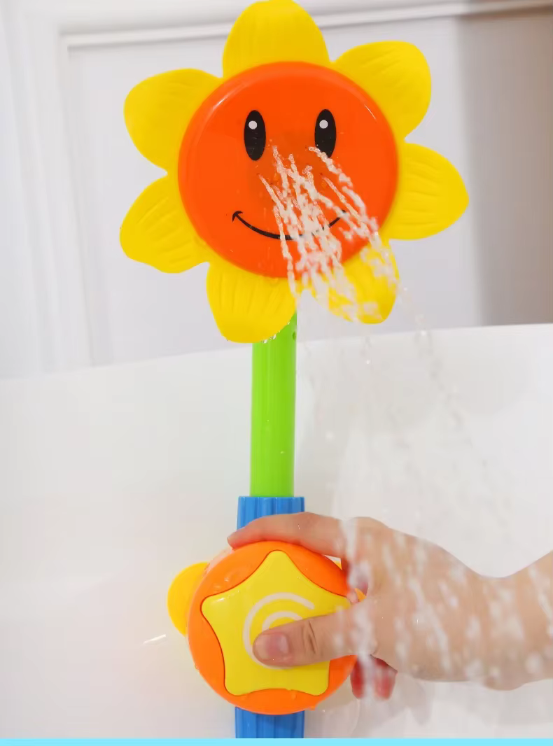 Conjunto de baño para bebé con ducha y bola girasol en la bañera