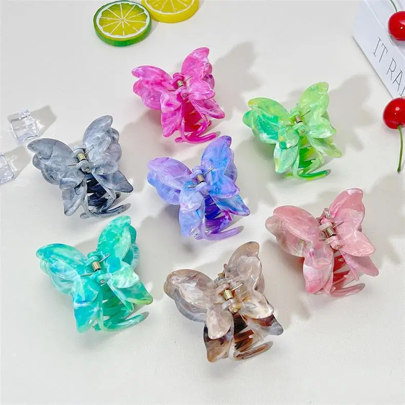 Pinza para el pelo vintage de acetato con diseño de mariposa