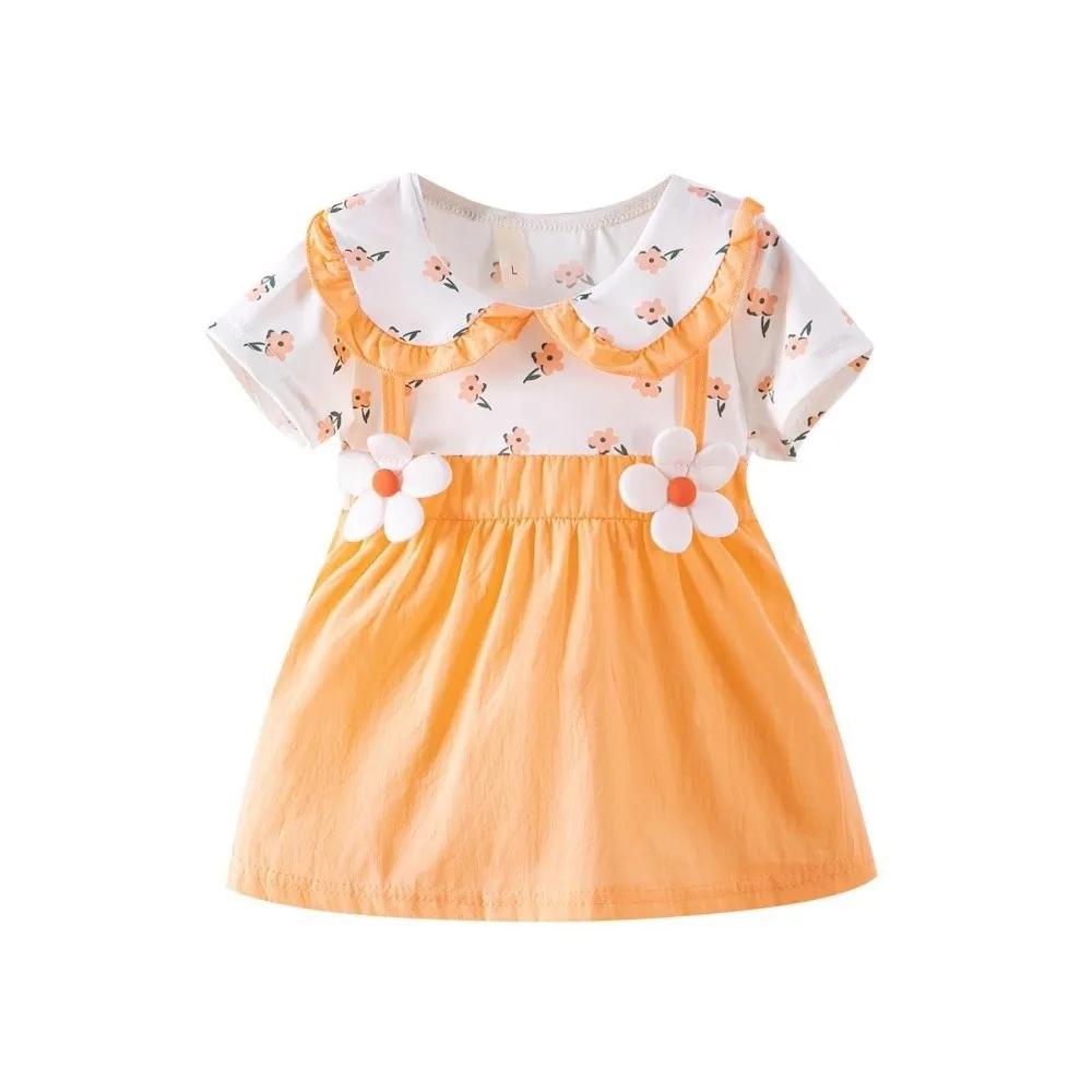 Vestido de encaje floral manga corta falda acampanada princesa verano - imagen 3