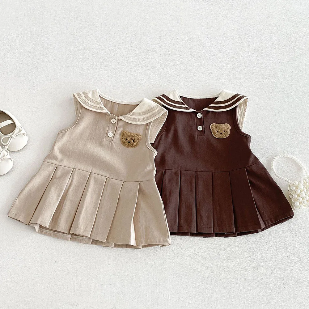 Vestido de verano sin mangas tipo marinero para niña pequeña - imagen 3