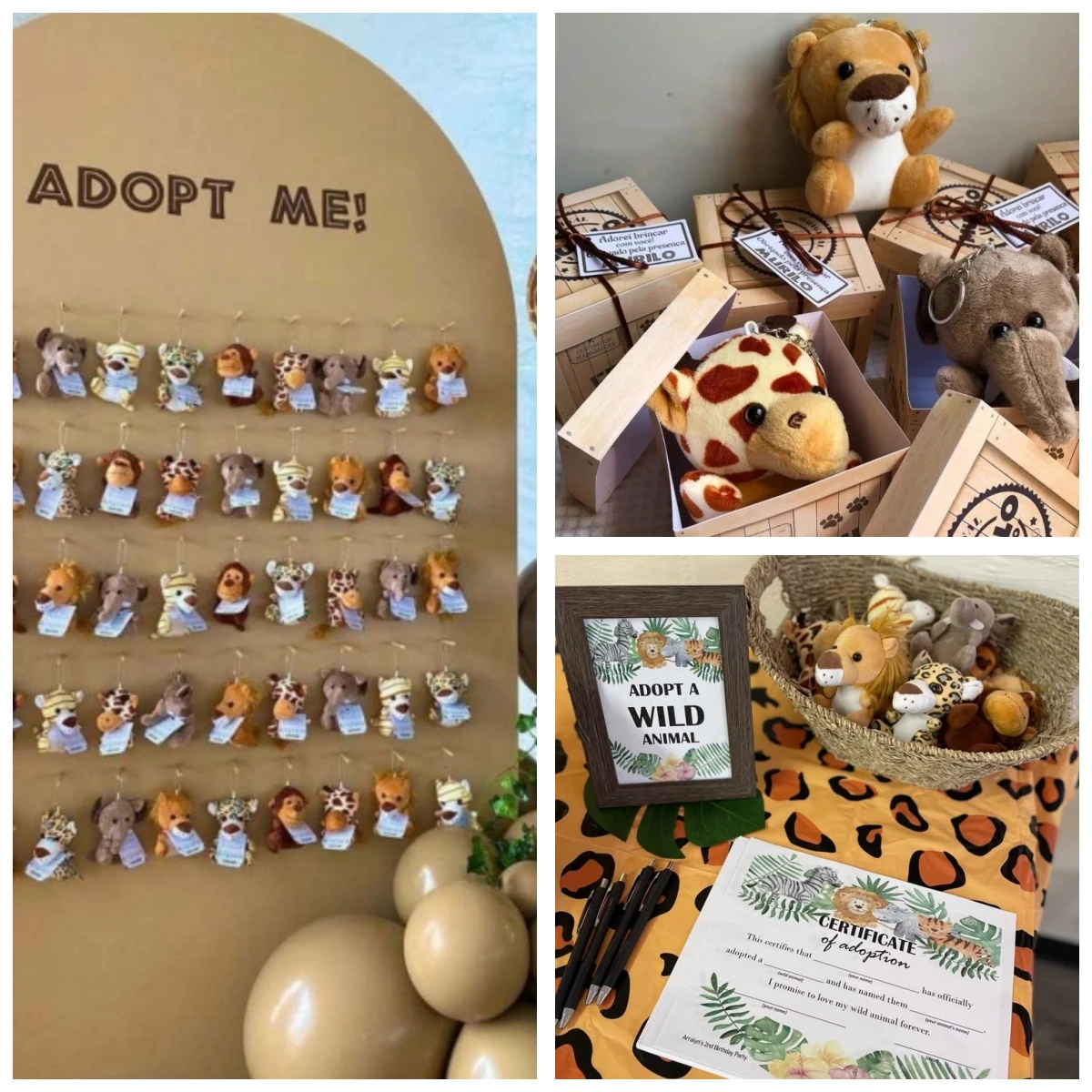 Llavero de peluche safari con mini animales de la selva
