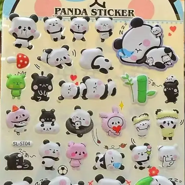 Pegatinas 3D de panda infantiles para manualidades y papelería