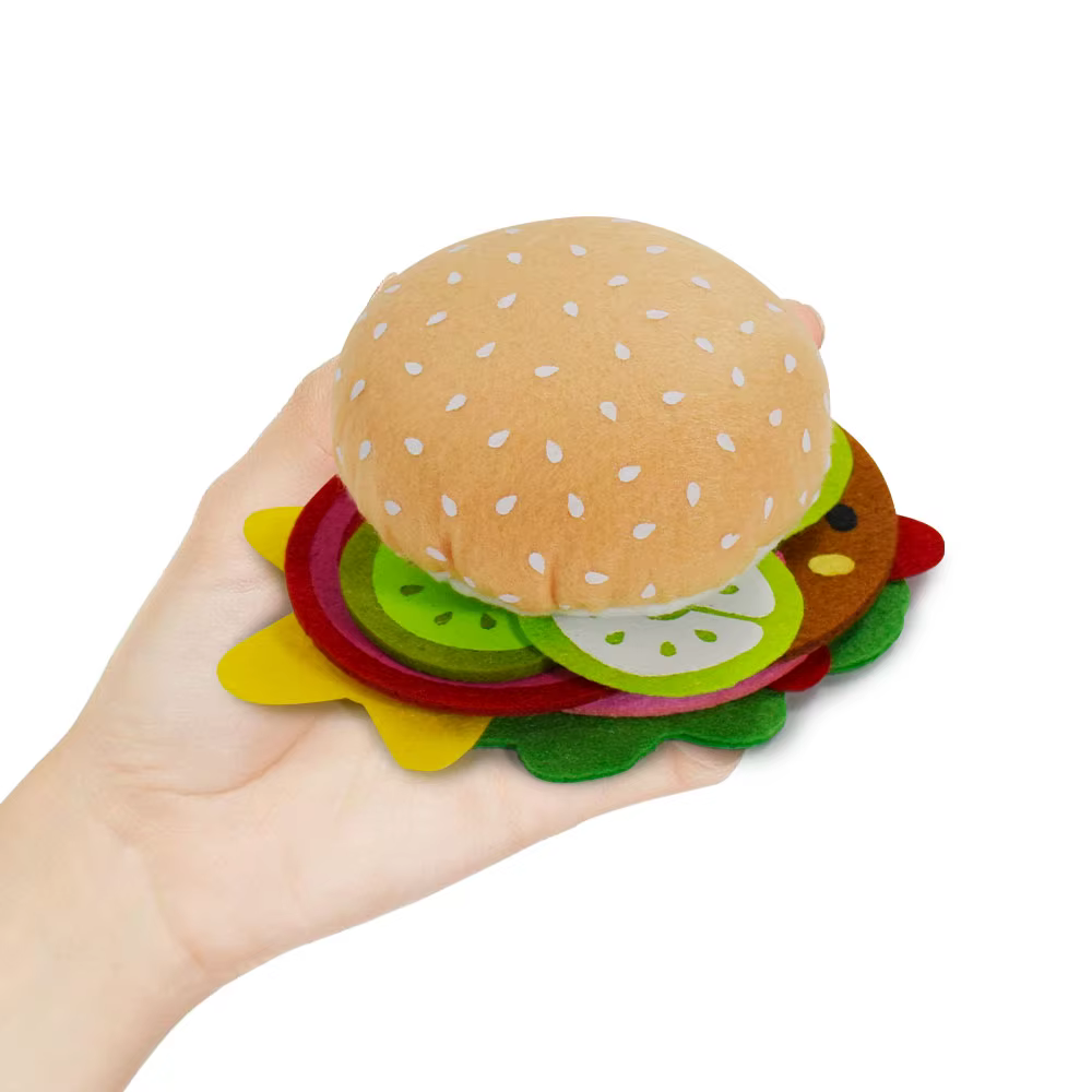 Juego de comida fieltro con sándwich y hamburguesa para niños - imagen 5