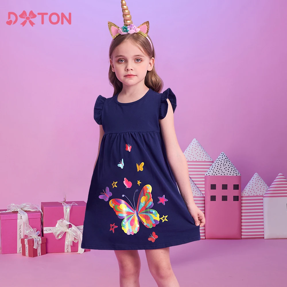 DXTON vestido de algodón sin mangas para niña mariposas verano - imagen 2