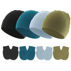 Set de gorros y guantes para bebe recien nacido – Color solido