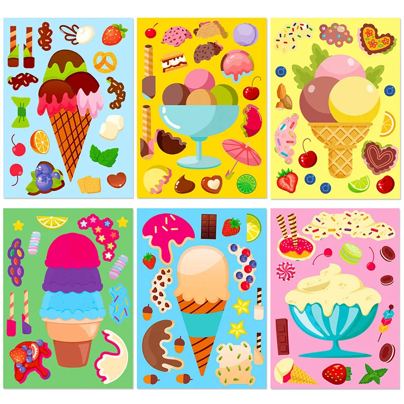 Detalle de piezas de rompecabezas de helado