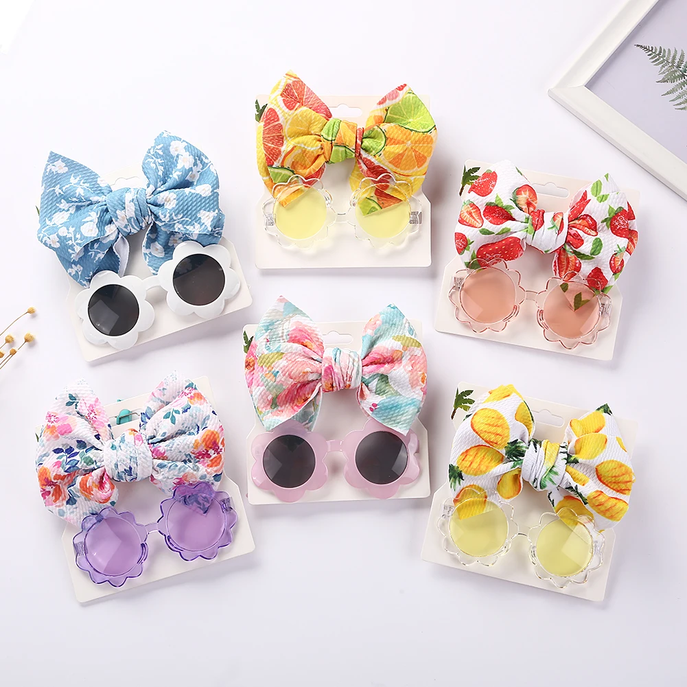 Gafas de sol para bebé con flores y diadema de nailon - imagen 3