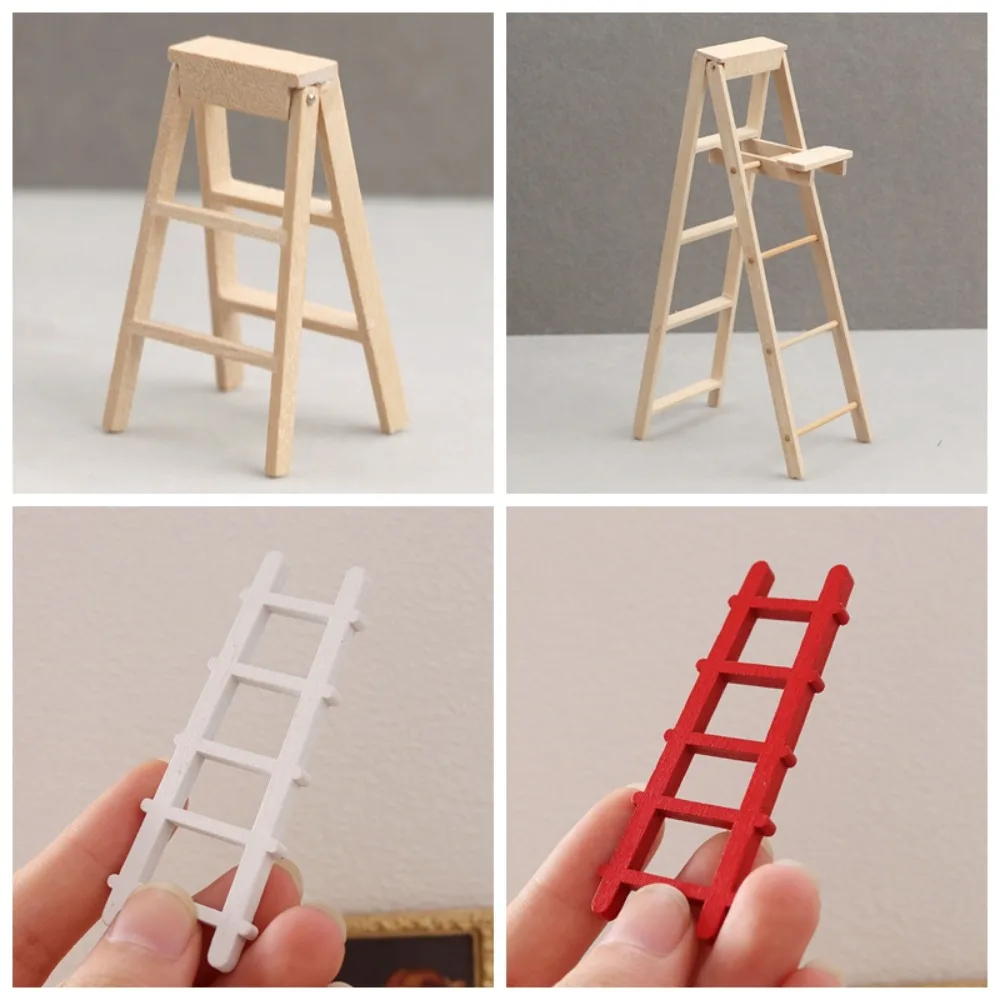 Escalera de madera hecha a mano para casa de muñecas
