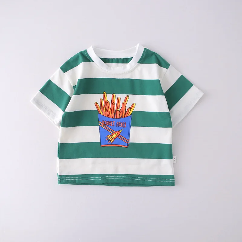 Conjunto de verano bebé a rayas: camiseta manga corta y pantalón corto - imagen 2
