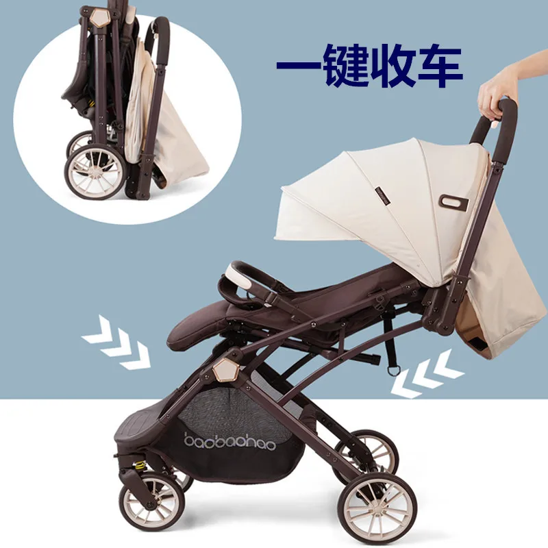 Cochecito de bebé bidireccional reclinable, alto y plegable