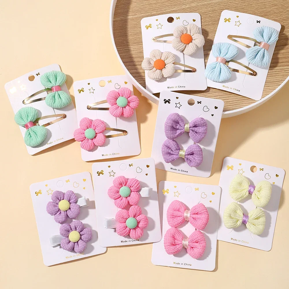 Horquillas para bebe con flores suaves - pasadores de tela tejida