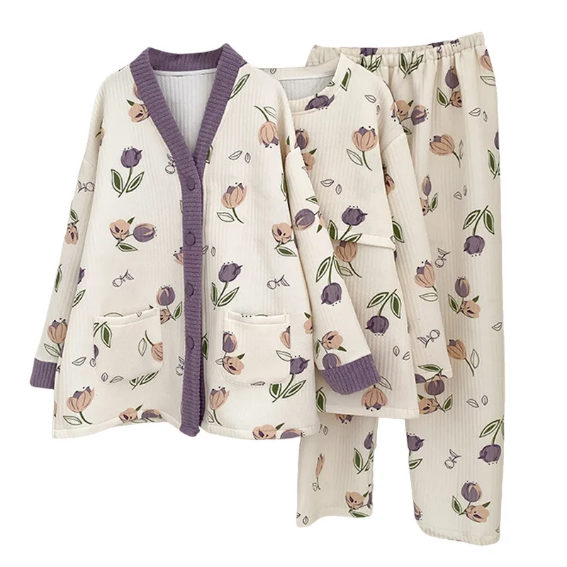 Pijama premamá acolchado de algodón grueso para invierno - imagen 5