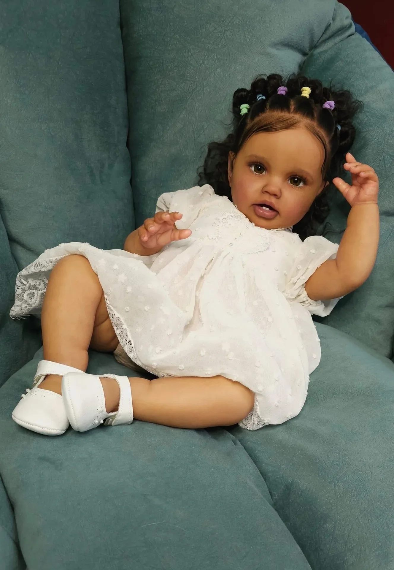 Muñeca reborn NPK de piel 3D marrón oscuro, tacto suave realista - imagen 4