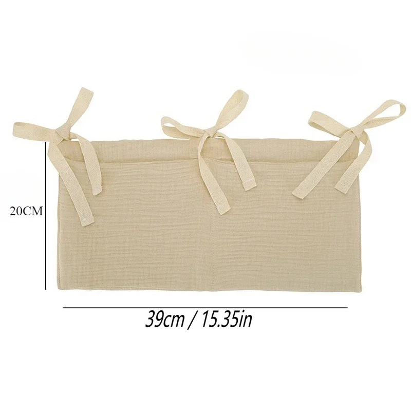 Organizador de cabecera cama bebé – Bolsa algodón doble ropa juguetes - imagen 3