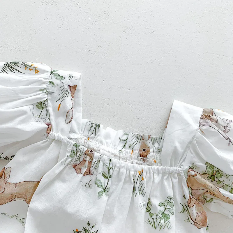 Milangel enterito floral para bebé – Mono con conejito - imagen 5