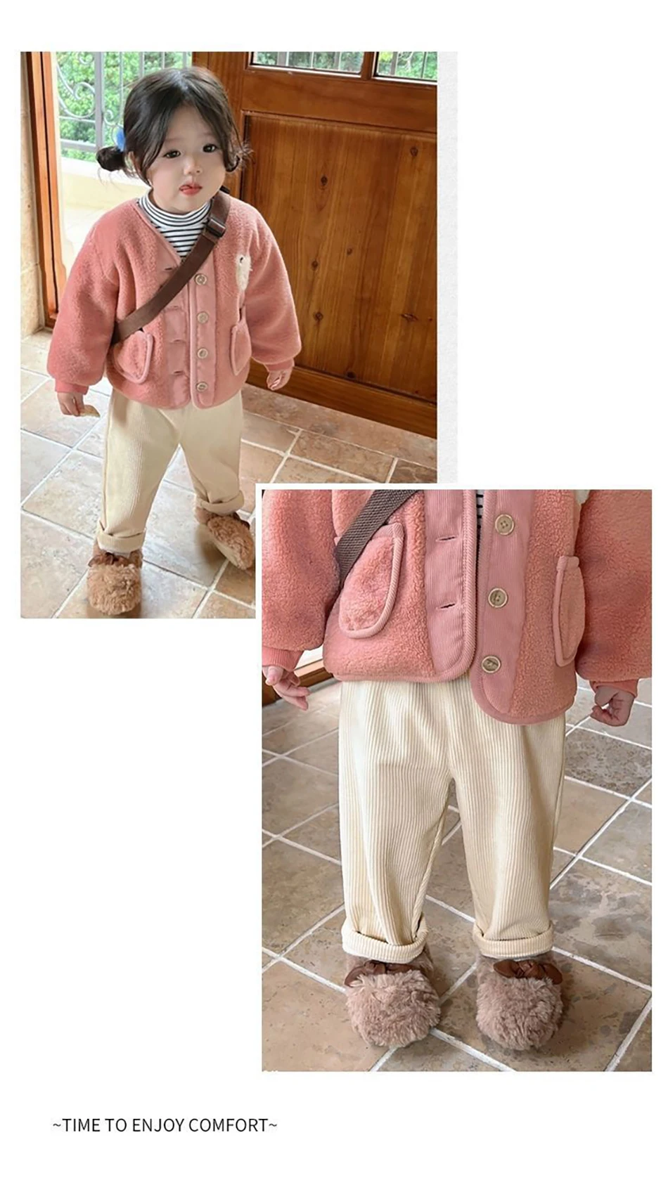 Pantalones casuales de pana con forro polar térmico