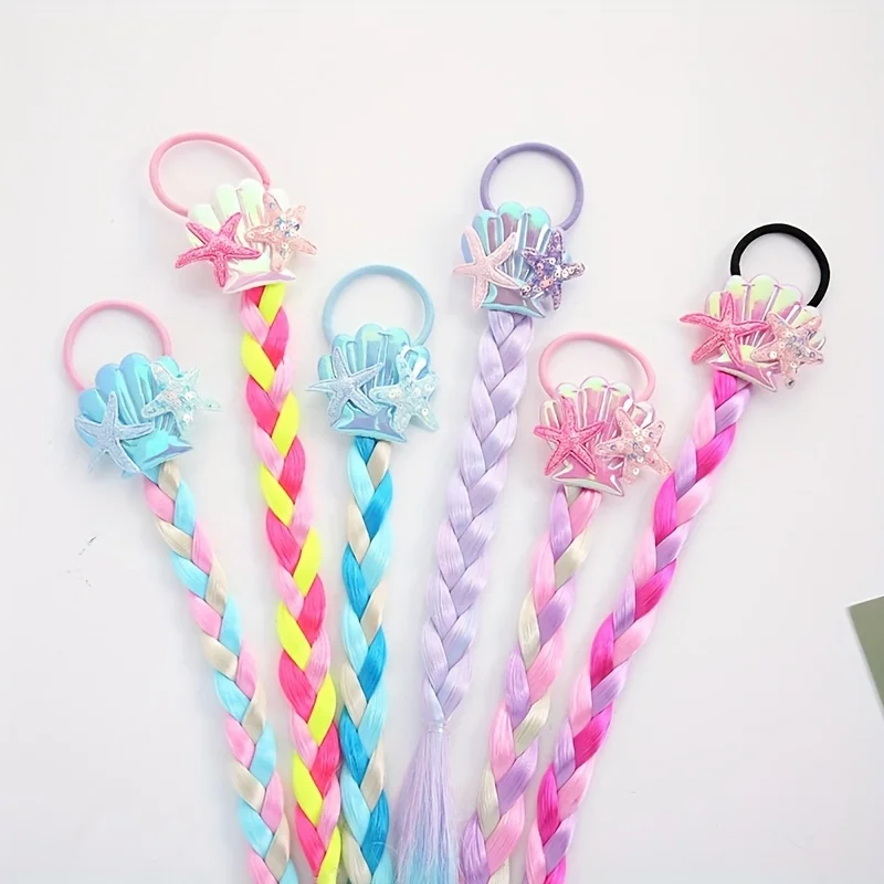 Extensiones de cabello trenzado de sirena en color arcoíris