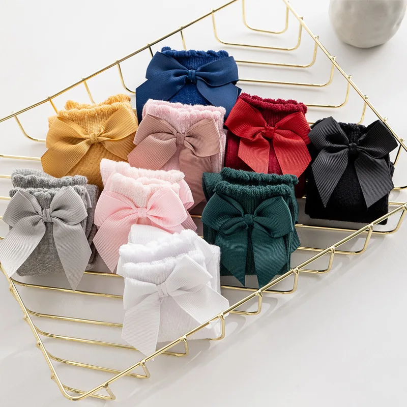 Calcetines con lazo para bebé – Algodón suave invierno - imagen 3