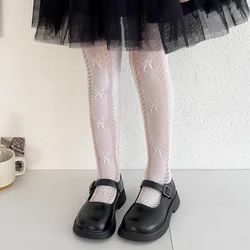 Pantimedias de verano para niña con encaje y lazo fino transpirable