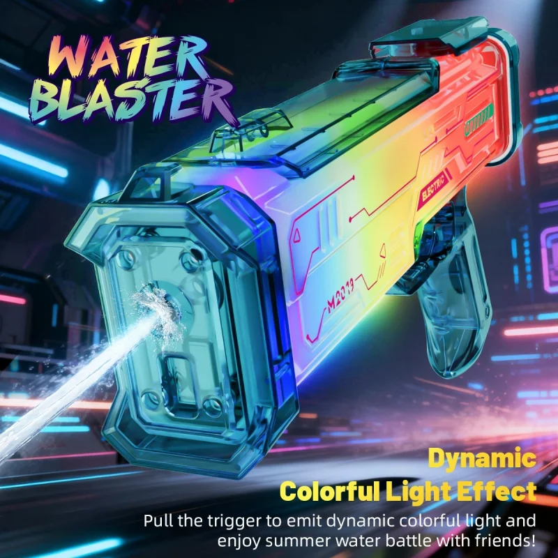 Pistola de agua eléctrica de mano con luz LED para niños de verano