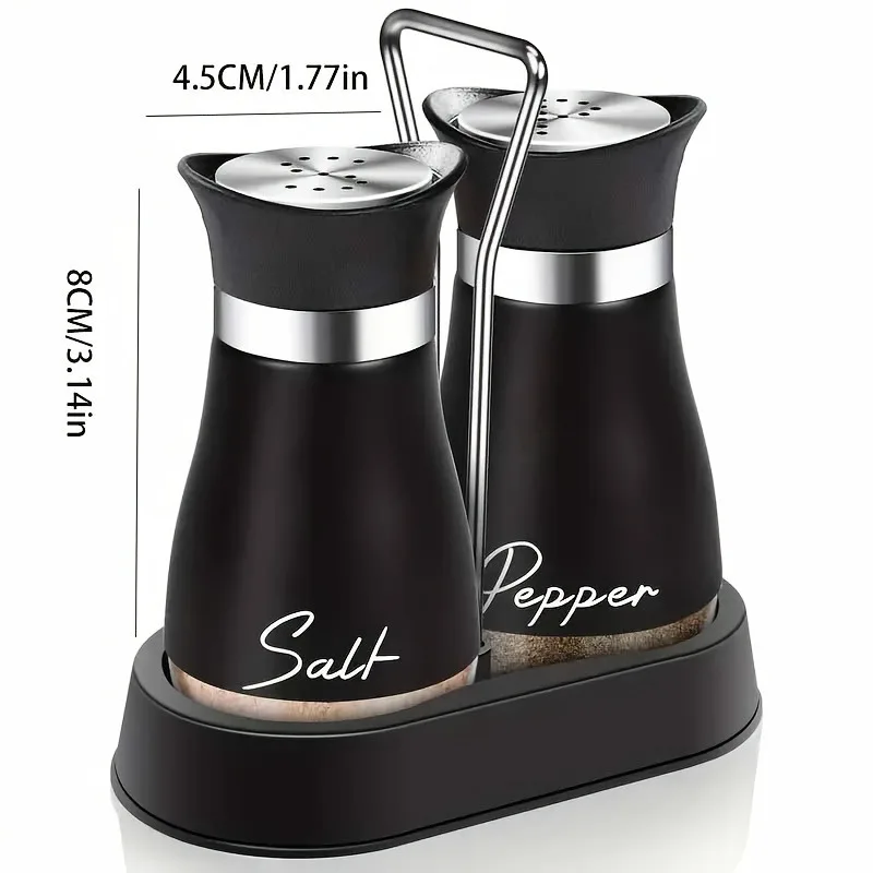Salero y pimentero recargables con base de vidrio, tapa inoxidable - imagen 3