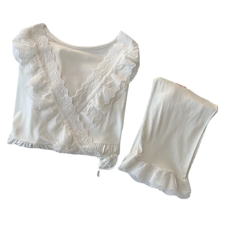 Pijamas de lactancia de modal manga larga con encaje para entretiempo - imagen 4