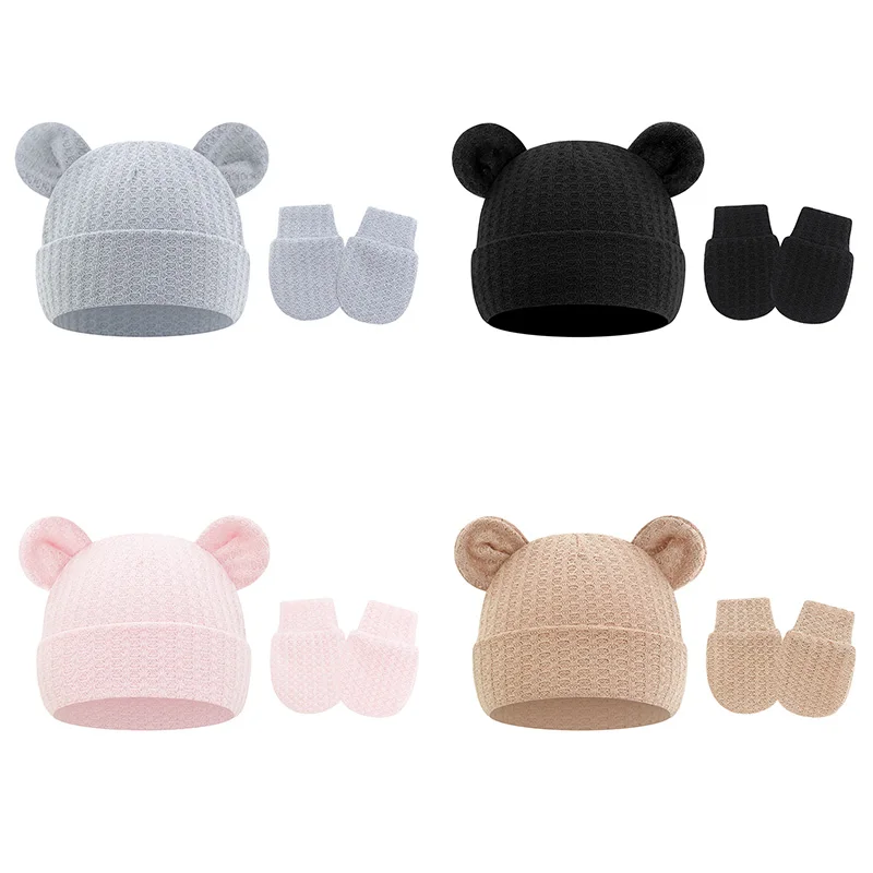 Conjunto de gorro y guantes de punto para recién nacido - imagen 5