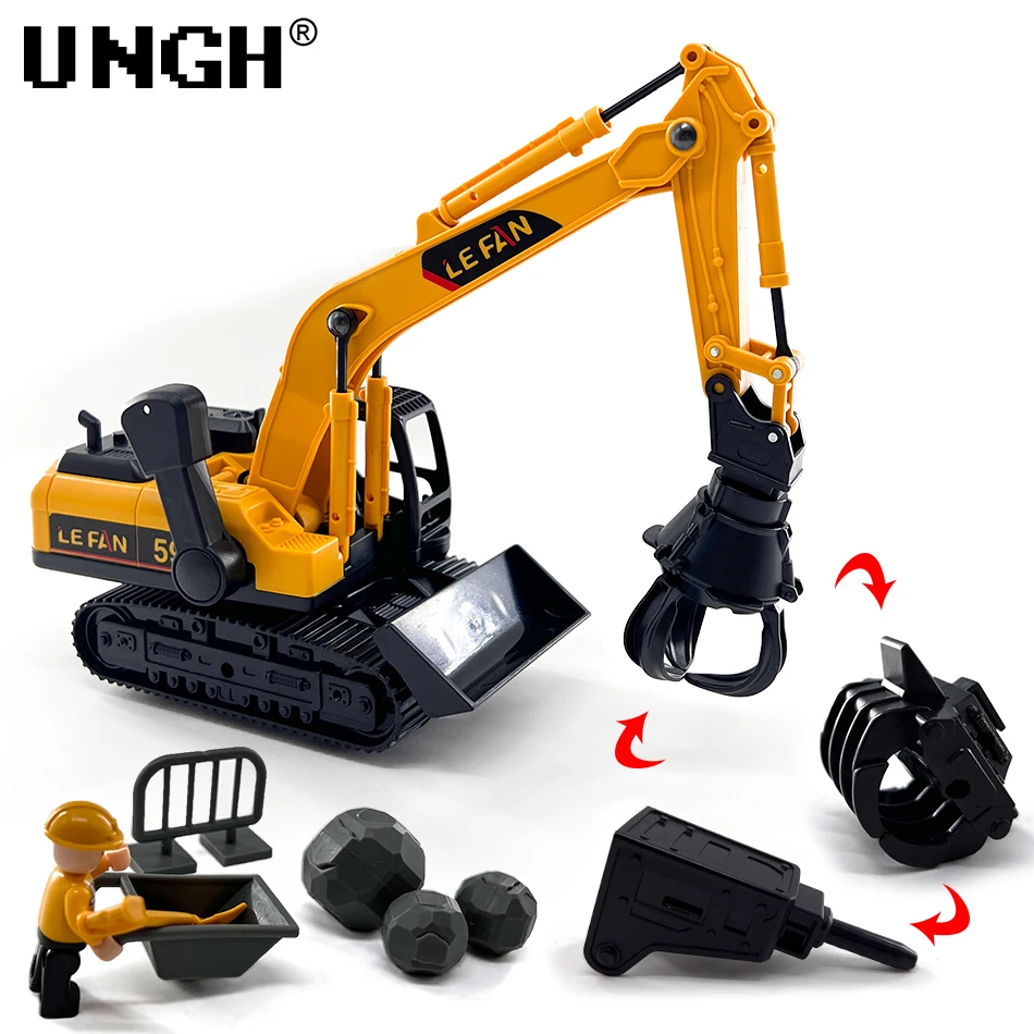 UNGH Camión de Juguete con Grúa y Excavadora – Vehículo de Ingeniería para Niños - imagen 2